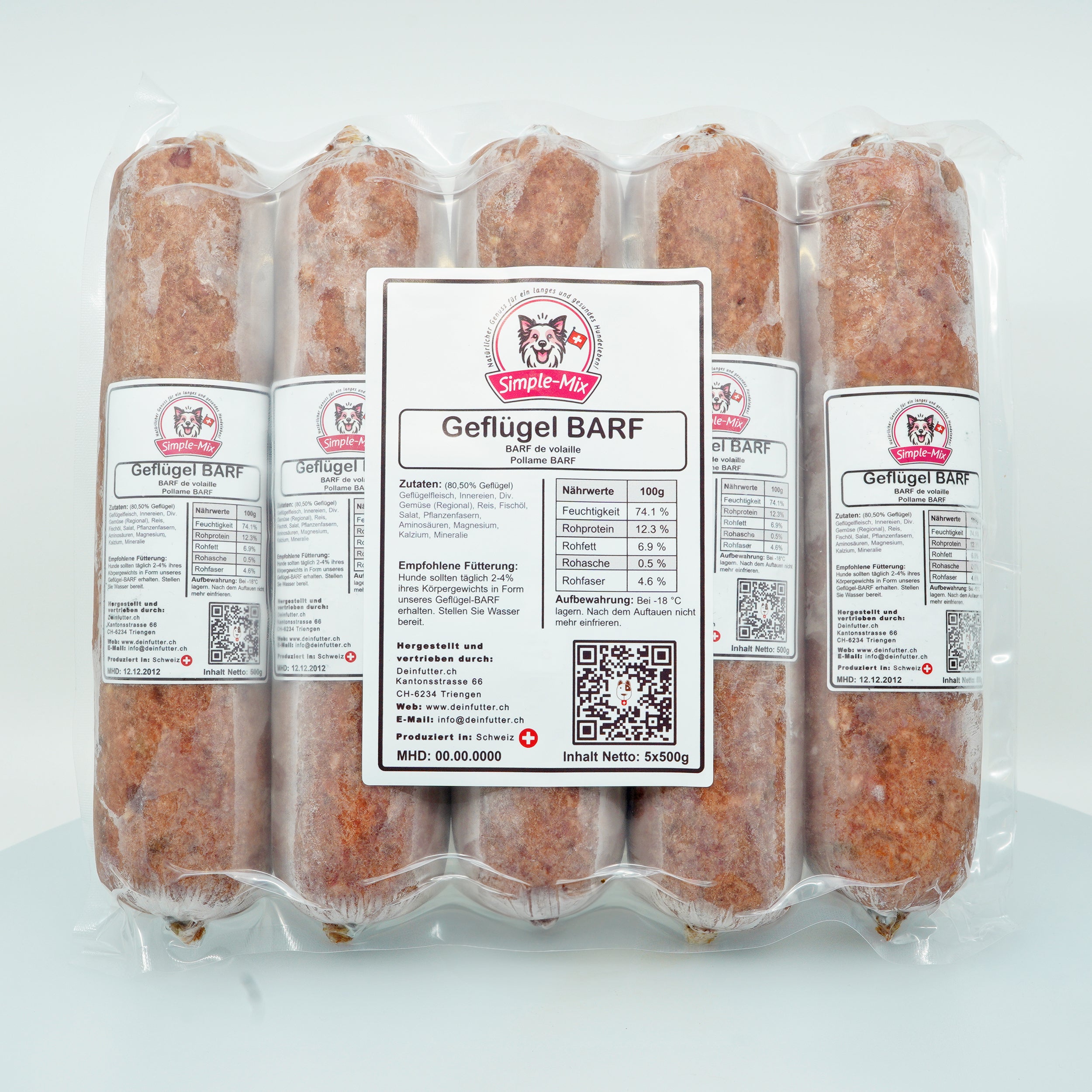 Geflügel Barf 500g Wurst