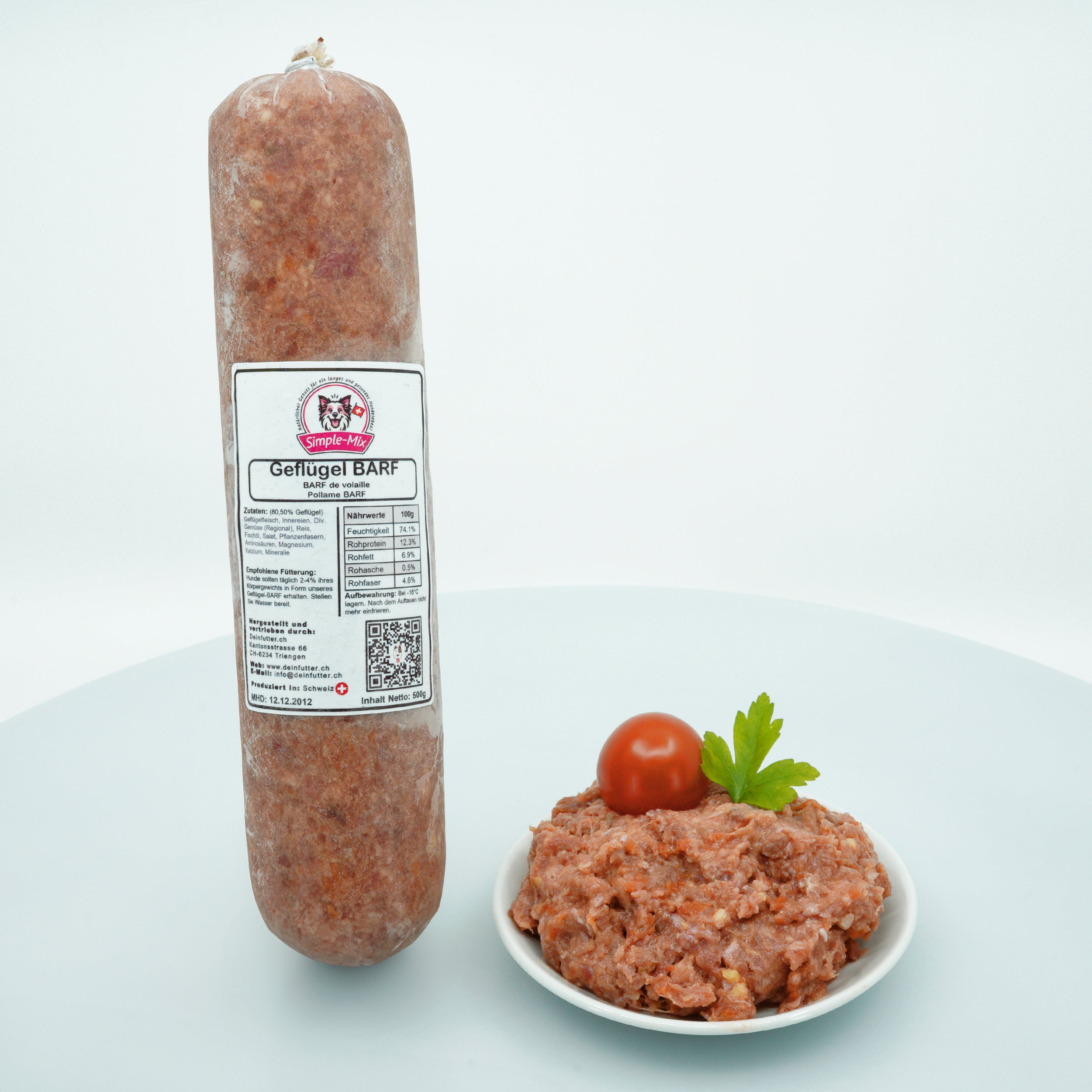 Geflügel Barf 500g Wurst