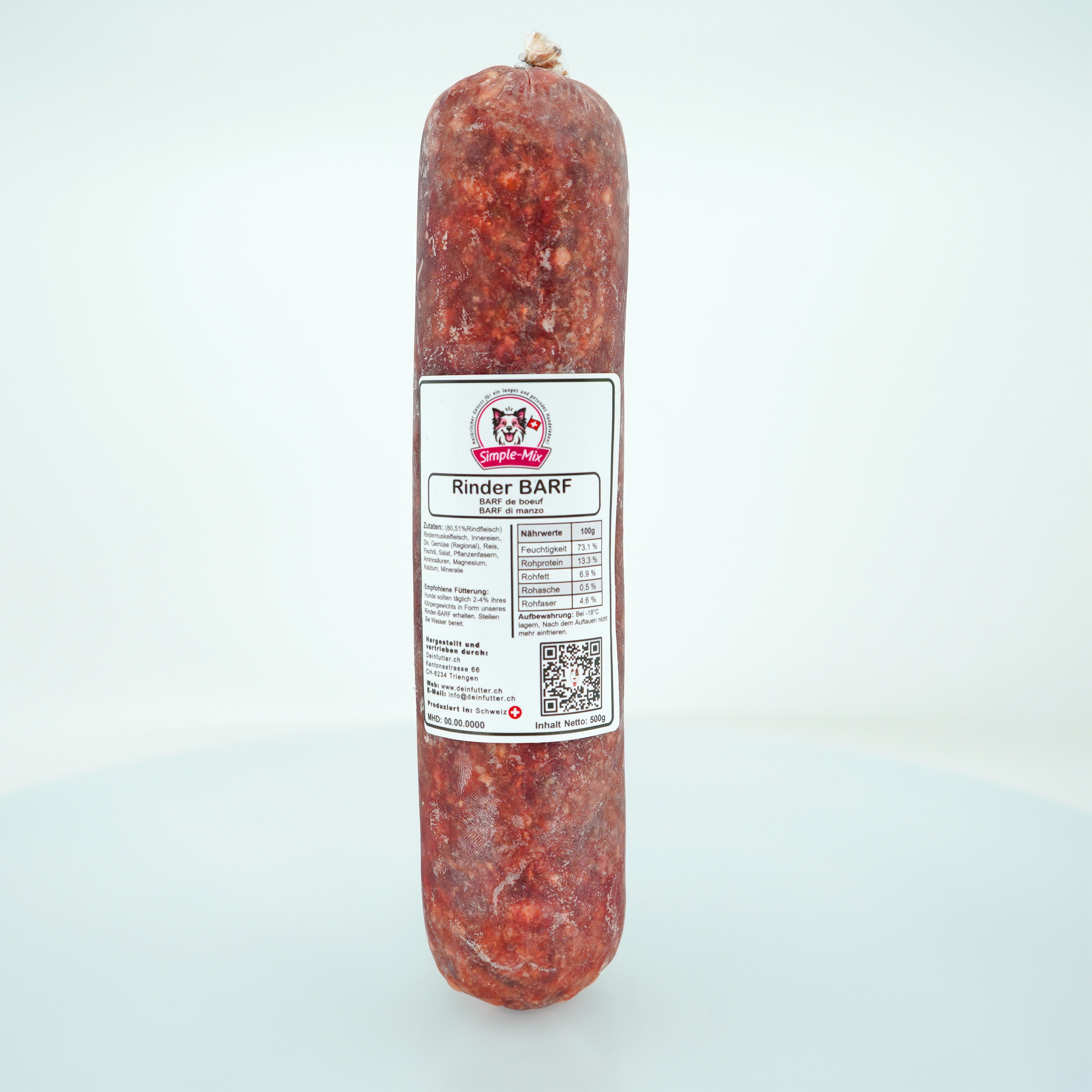 Rinder Barf 500g Wurst